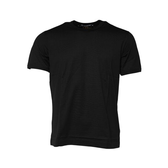 Dolce & Gabbana Black Cotton Logo Print Crew Neck Men's T-shirt